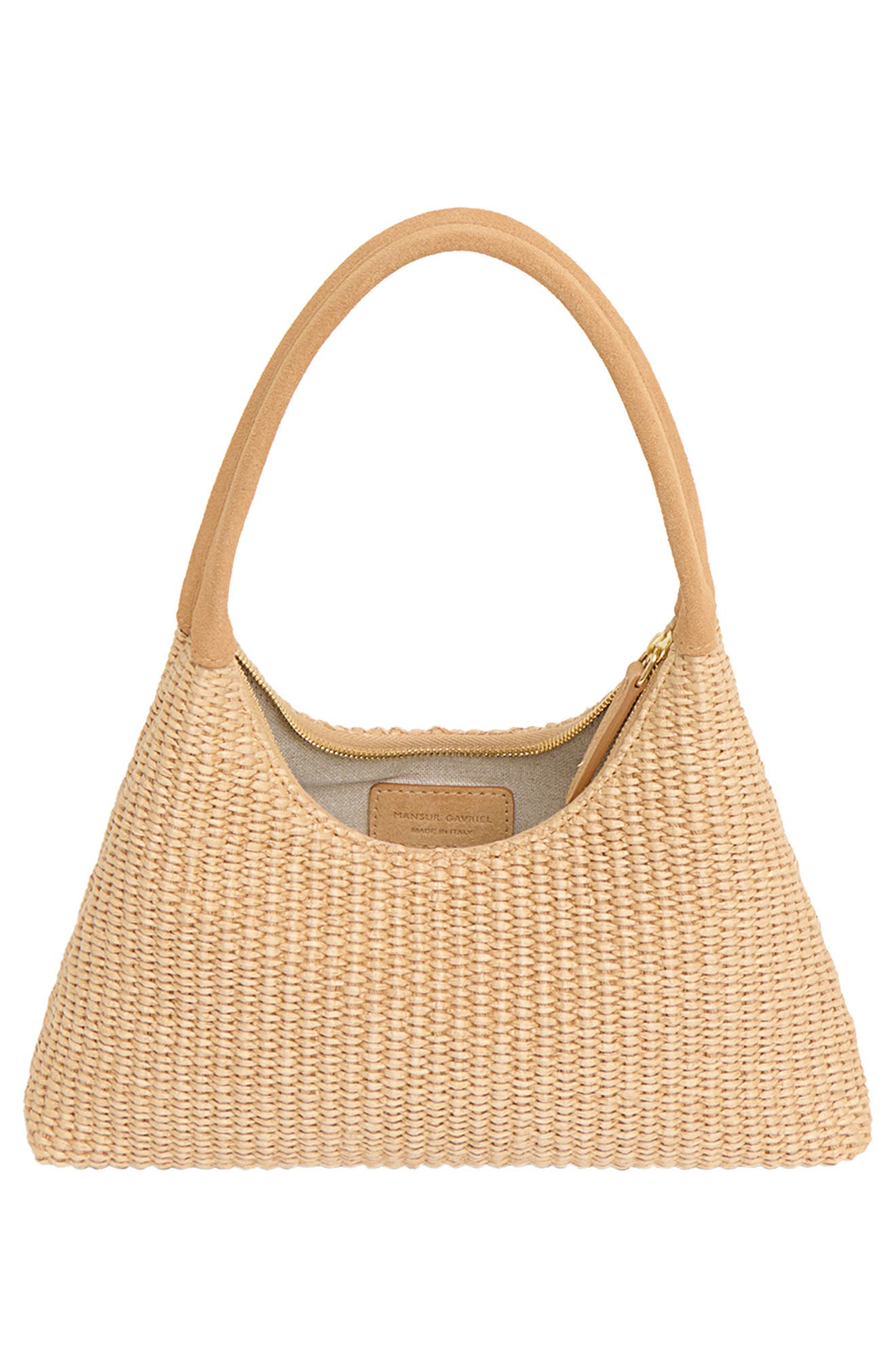 Mansur Gavriel Mini Candy Woven Raffia Hobo Bag, Alternate, color, Natural