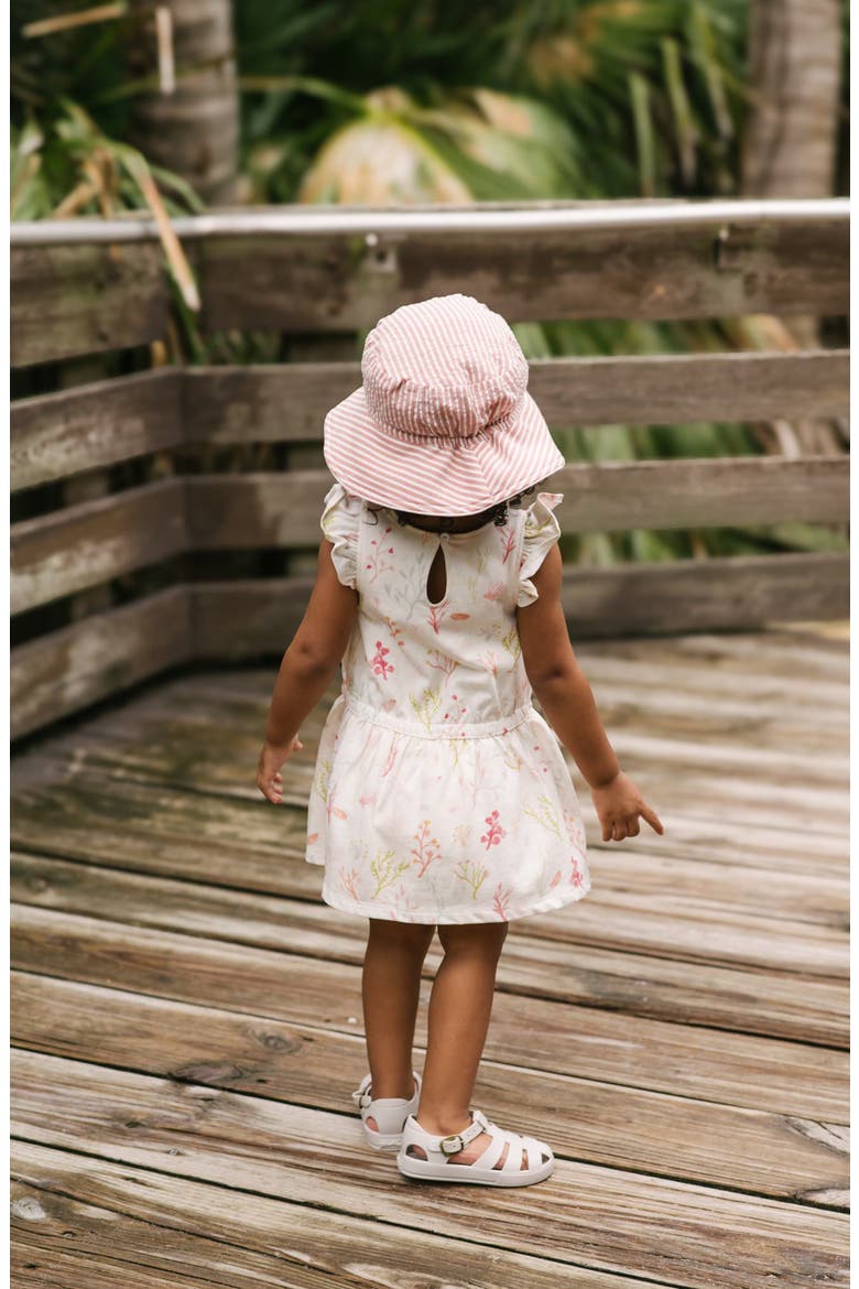 Kids' Floral Print Flutter Sleeve Organic Cotton Cambric Dress, Alternate, color, SEA BLOOM