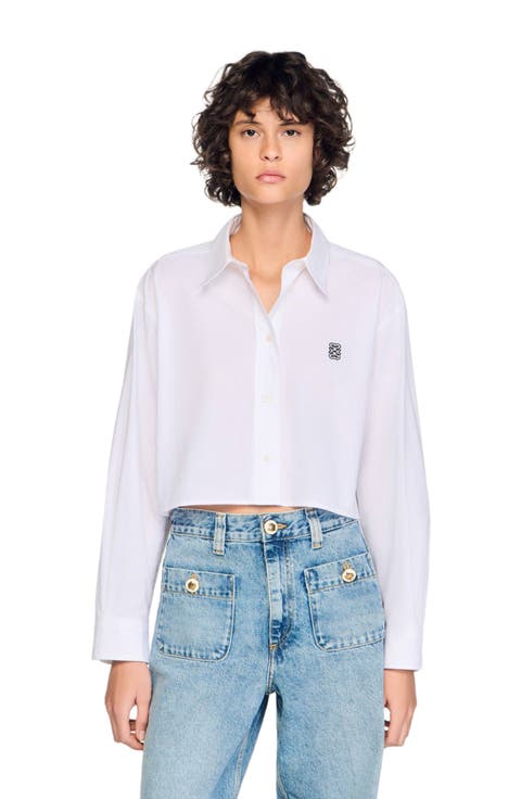 Cropped poplin shirt