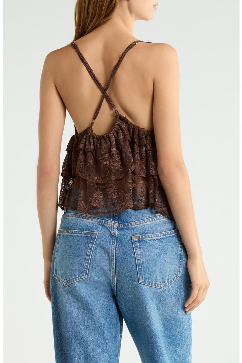 Lace Tiered Tank, Alternate, color, BROWN