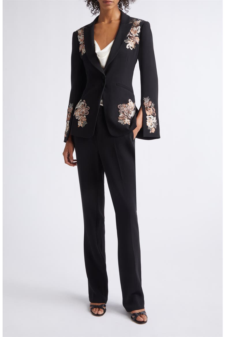 Isby Beaded Floral Jacket, Main, color, BLACK/ NEUTRAL MULTI