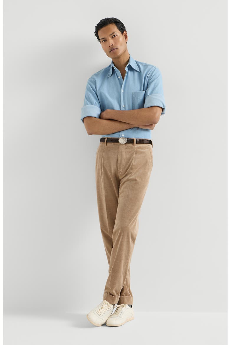 Comfort cotton and cashmere corduroy trousers with pleat, Alternate, color, Camel