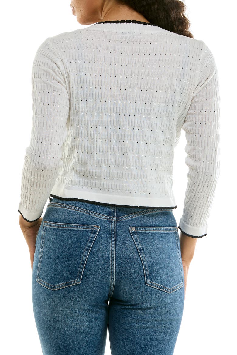 Scalloped Bolero, Alternate, color, WHITE/ BLACK