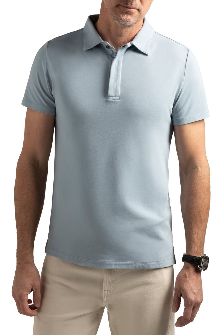 Biscayne Slim Fit Cotton Blend Piqué Golf Polo, Main, color, HORIZON BLUE