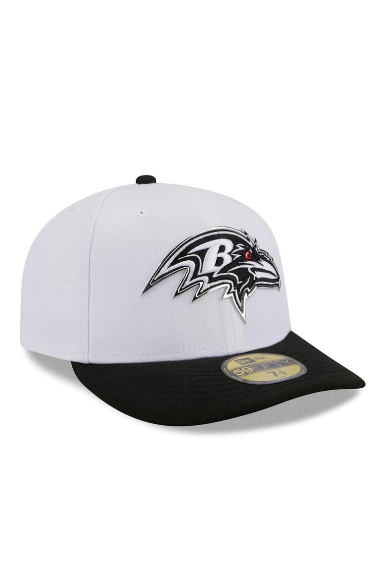Men's New Era  White/Black Baltimore Ravens 2026 NFL Draft Pre-Curved 59FIFTY Fitted Hat, Alternate, color, White