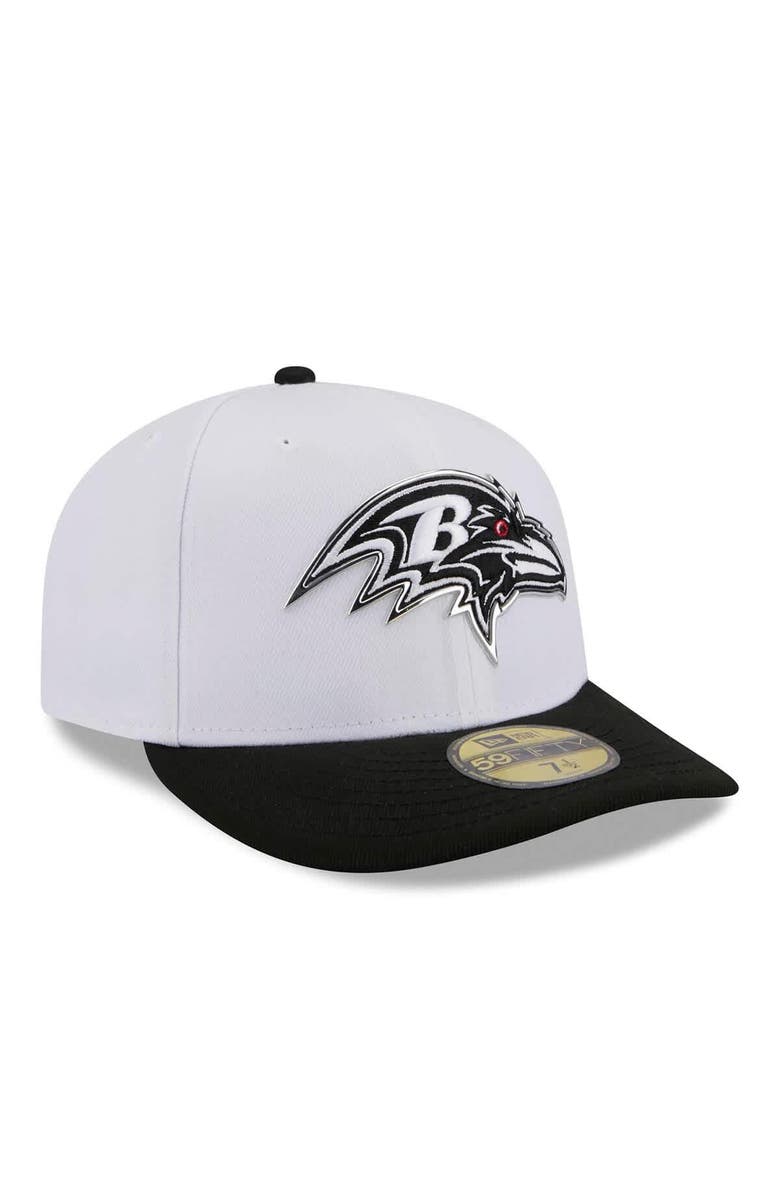 New Era Men's New Era  White/Black Baltimore Ravens 2026 NFL Draft Pre-Curved 59FIFTY Fitted Hat, Alternate, color, White