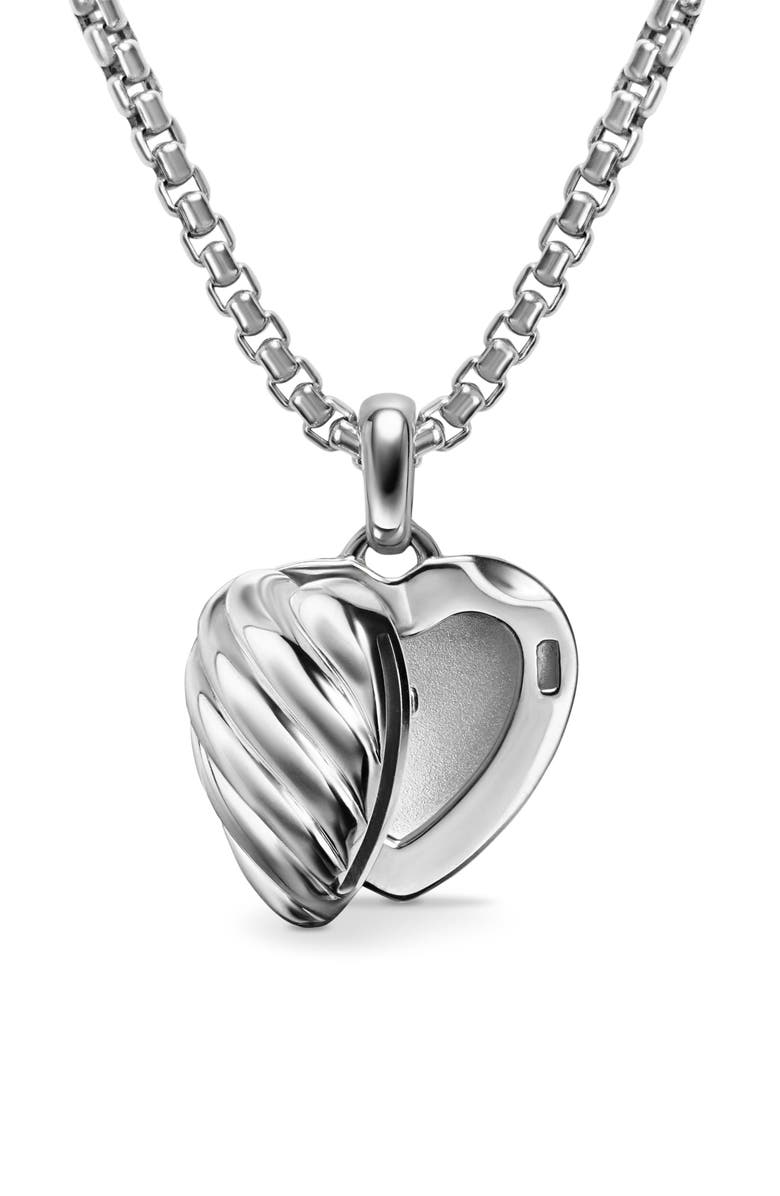David Yurman Sculpted Cable Heart Locket, 23mm, Alternate, color, Sterling Silver