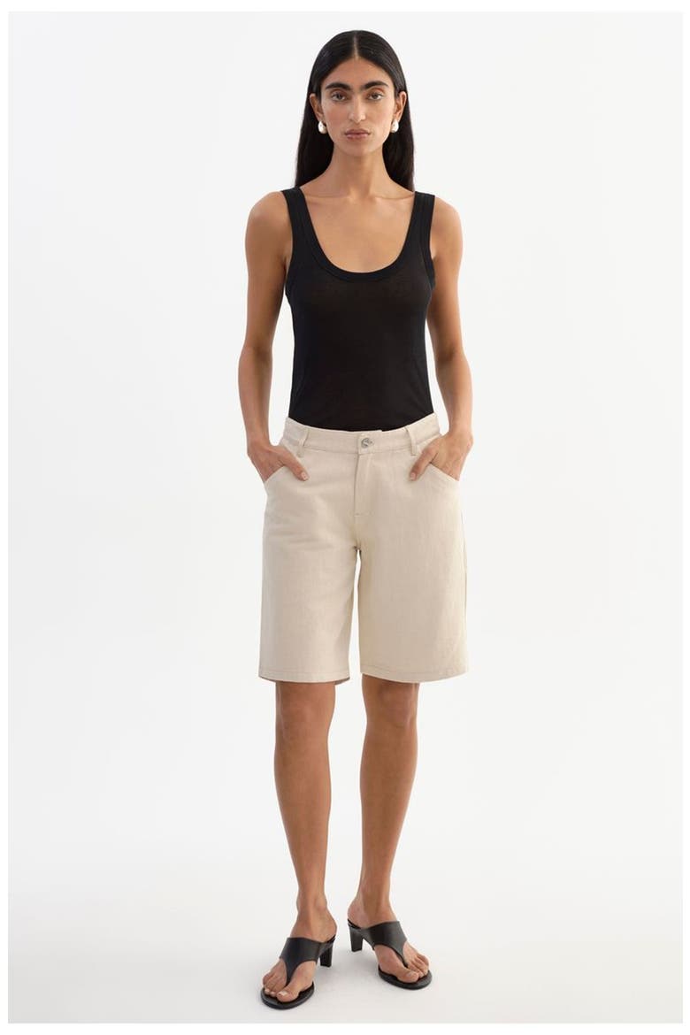 Bary | Linen Twill Bermuda Shorts, Main, color, Natural