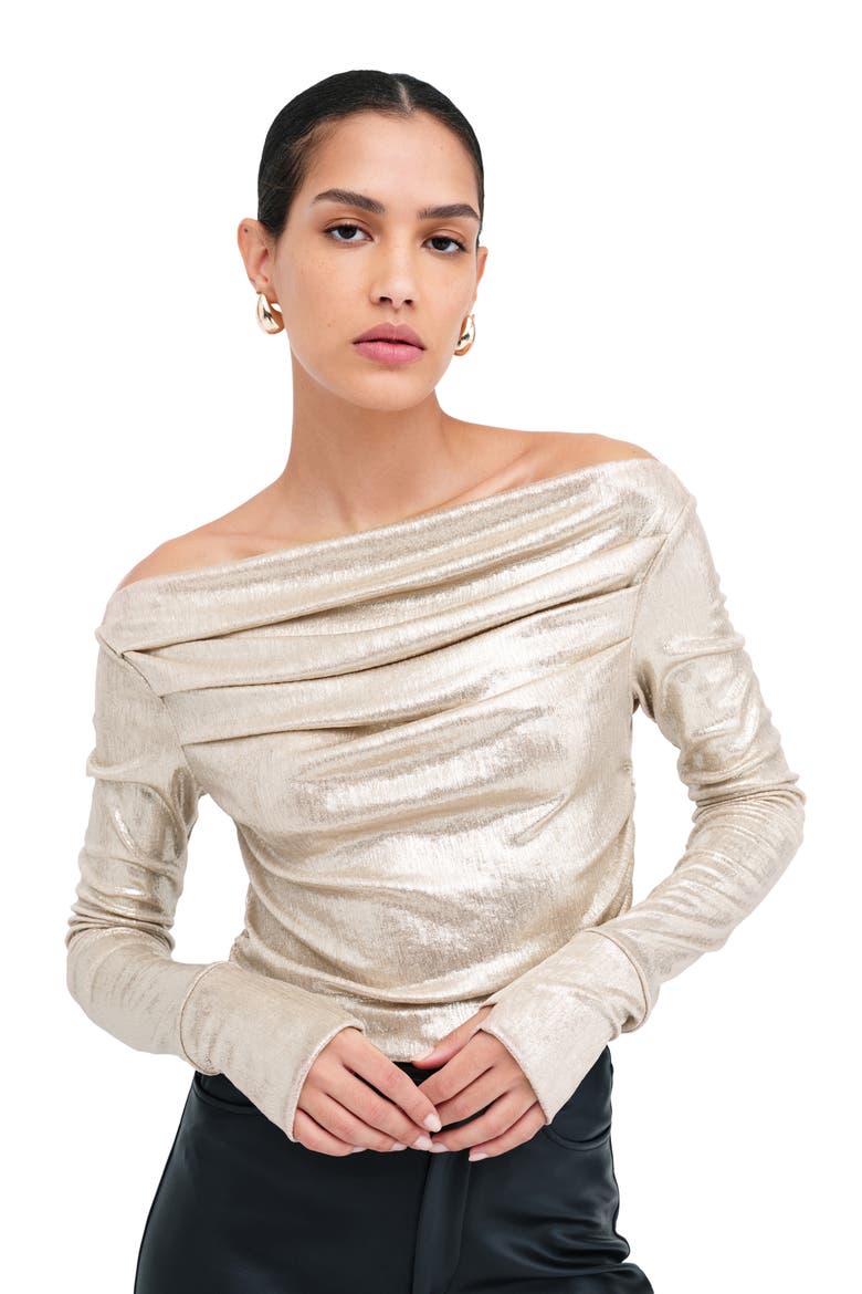 Cooper Metallic Long Sleeve Shirt, Alternate, color, STARDUST