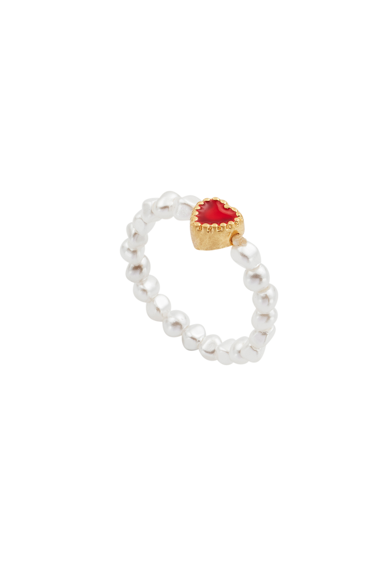 Love Heart Pearl Ring, Main, color, Gold