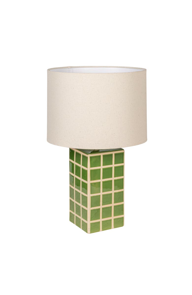 Olive Grove Grid Table Lamp with Shade, Main, color, Green
