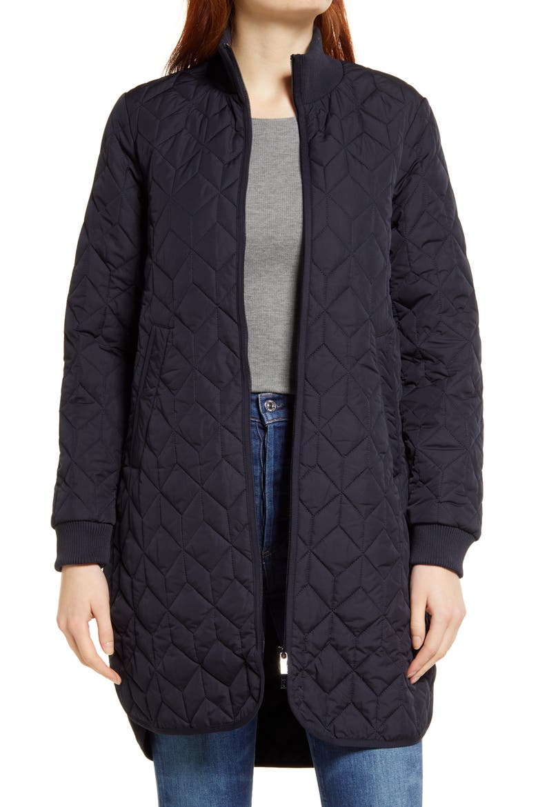 Isle Jacobsen Long Quilted Jacket, Main, color, DARK INDIGO