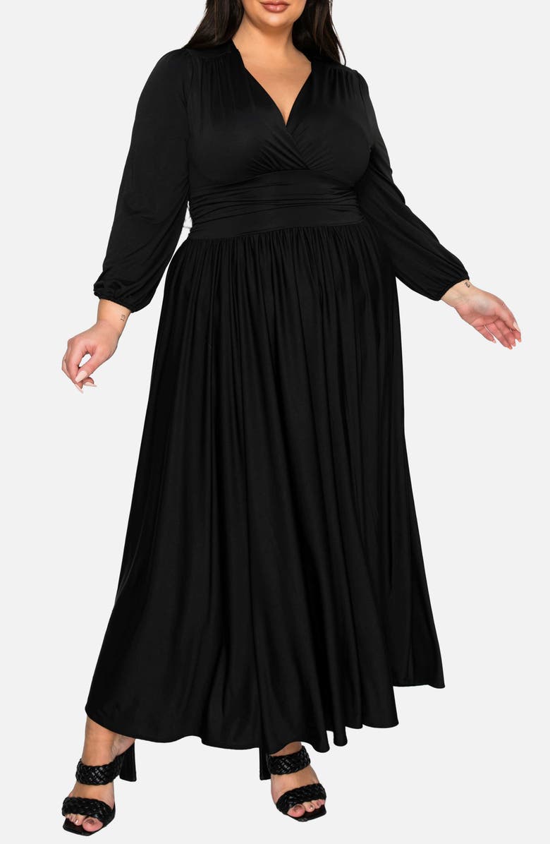 L I V D Solene Empire Waist Long Sleeve Maxi Dress, Alternate, color, Black