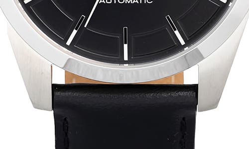 Alfred Sung Automatic I Quartz Leather Strap Watch, 42mm In Black Strap Black Dial