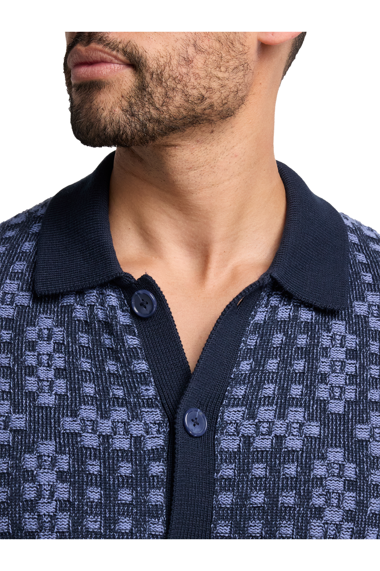 Cotton Button Front Polo, Alternate, color, Navy