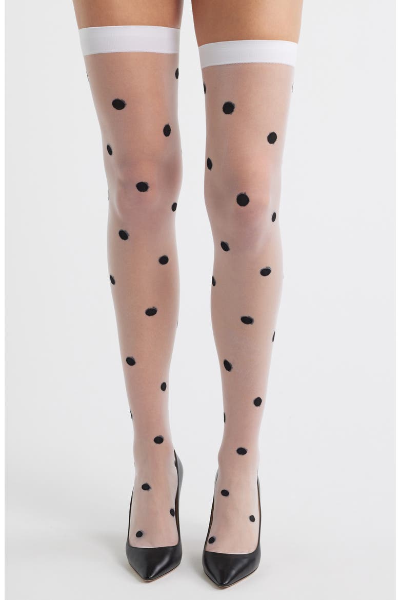 Impanema Thigh High Stockings, Main, color, WHITE DOT
