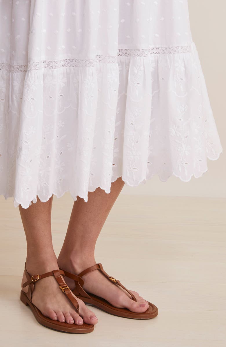 vineyard vines Eyelet Embroidered Flutter Sleeve Cotton Midi Dress, Alternate, color, 