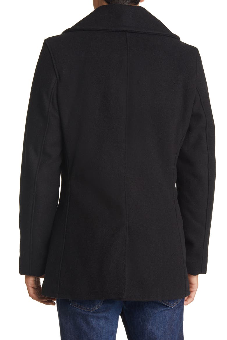 Slim Fit Wool Naval Officer's Coat, Alternate, color, BLACK