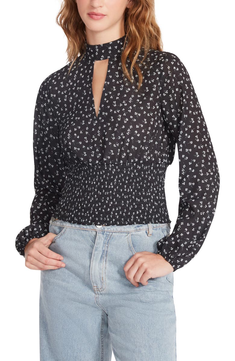 Steve Madden Olivia Floral Satin Blouse, Main, color, 