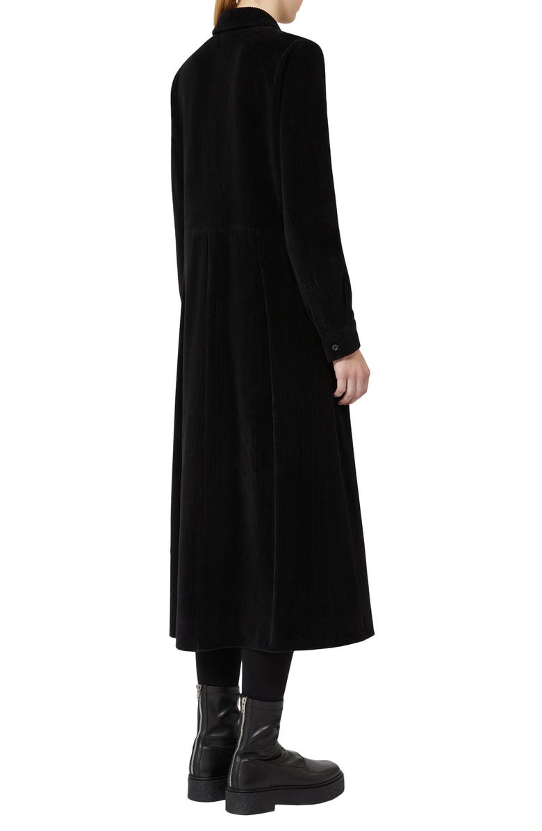 MM by Max Mara Paese Long Sleeve Cotton Blend Velvet Shirtdress, Alternate, color, Black