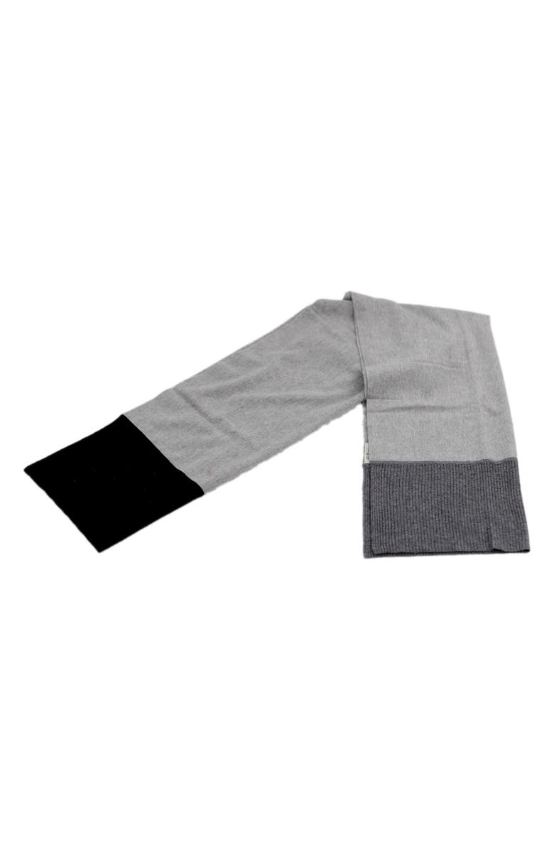 La Fiorentina Cashmere Three-Tone Scarf, Alternate, color, Grey/Black