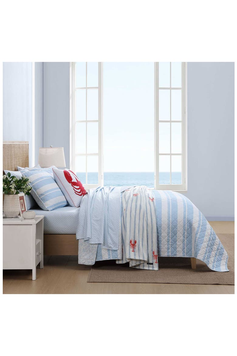 Seafront Stripe Reversible Cotton Comforter & Sham Set, Alternate, color, BLUE