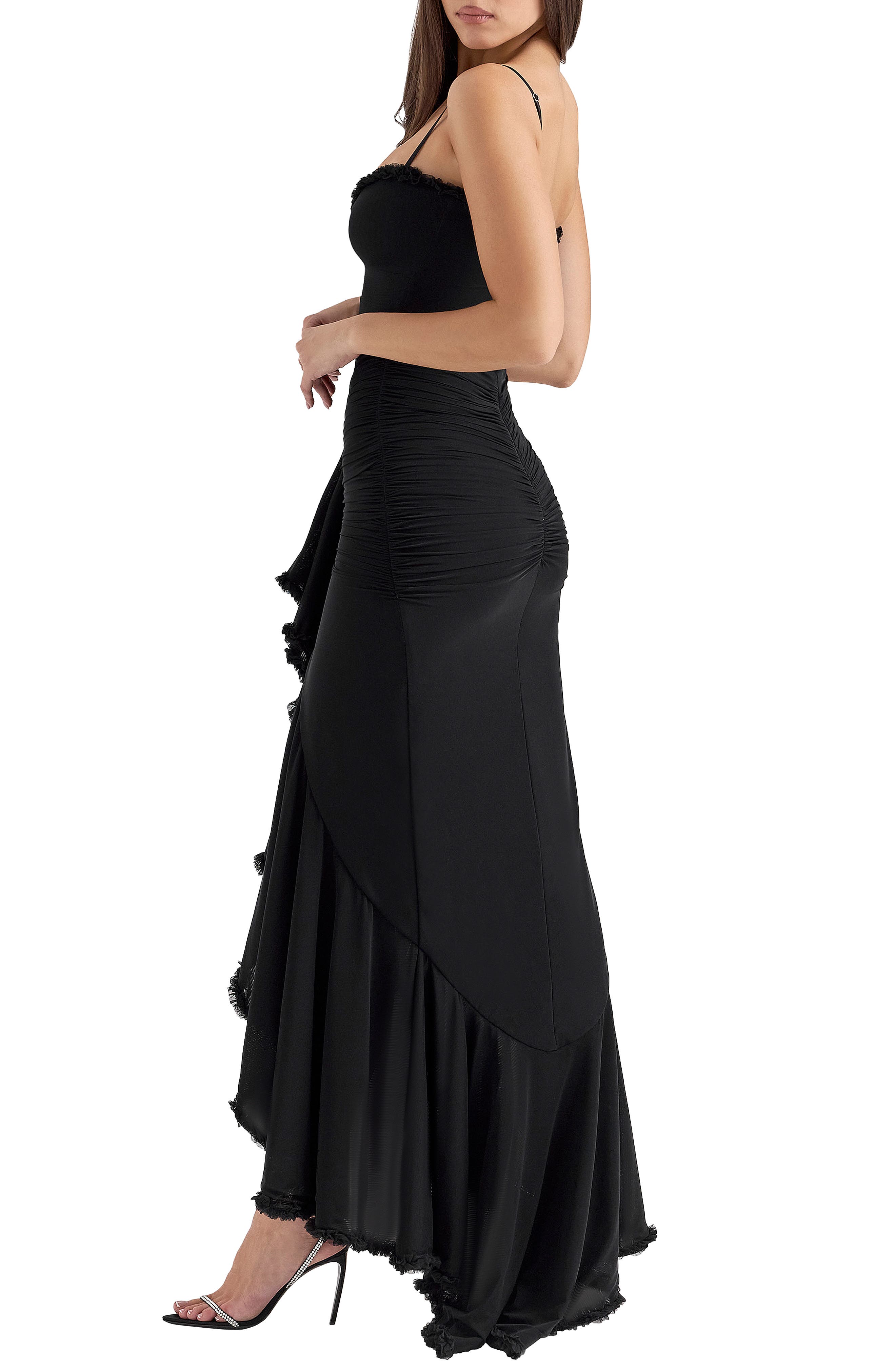 gabby formal mesh strapless ruffle long dress Windsor or any special occasion Clothing: Maxi Dresses: 'Gabbi' Wine