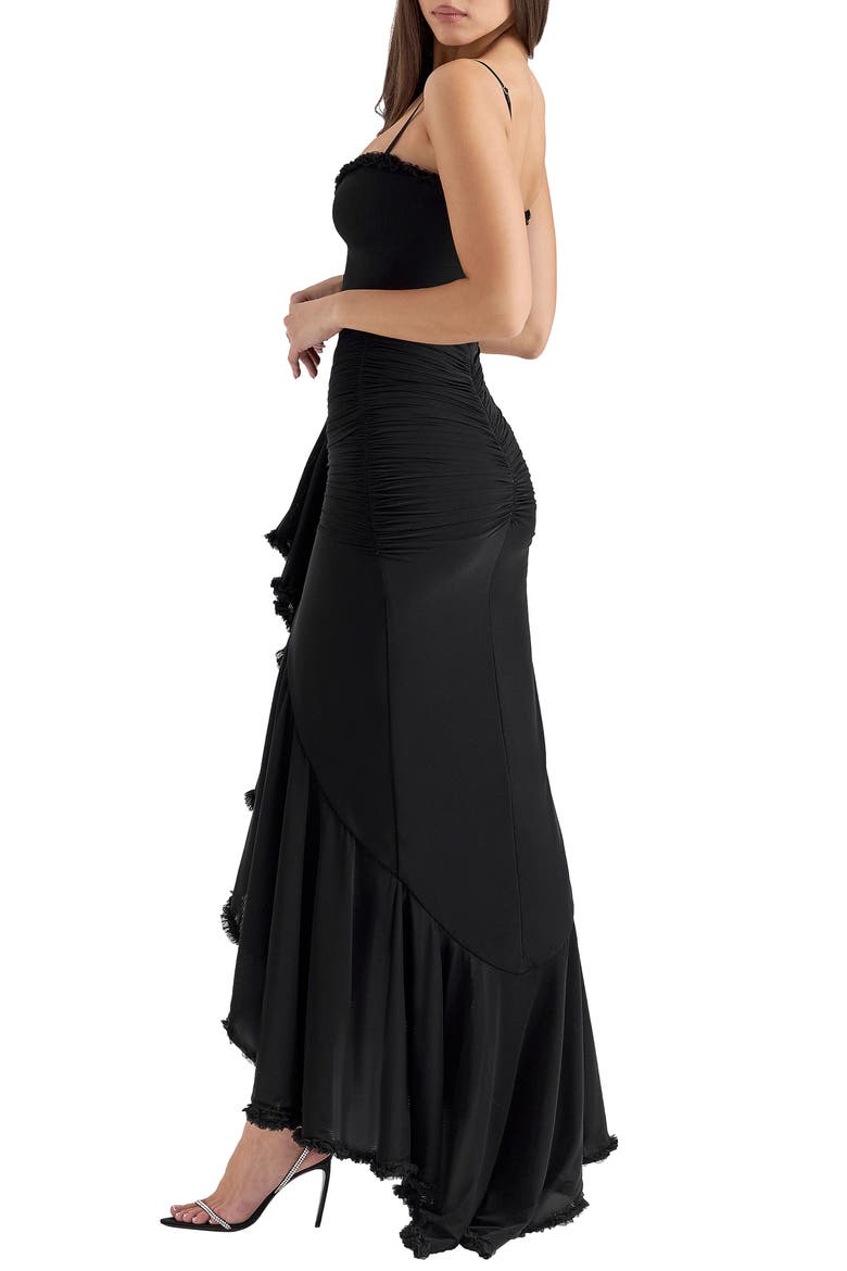 Gabbi Ruffle Front Gown, Alternate, color, BLACK