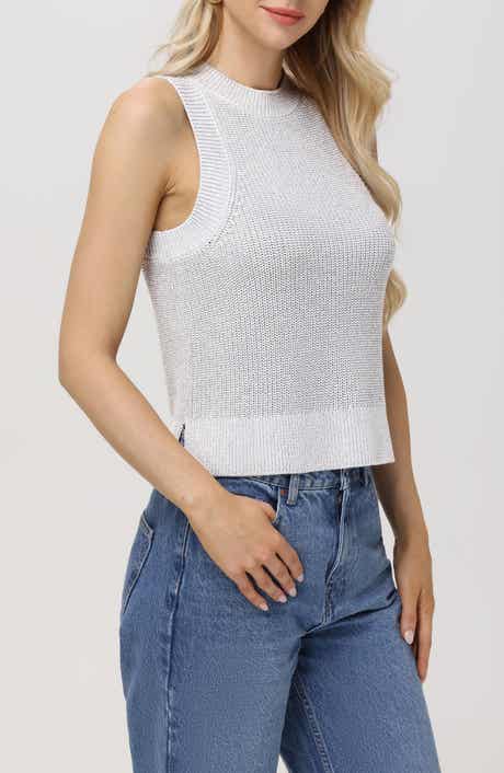 525 Demi Cotton Sleeveless Metallic Sweater