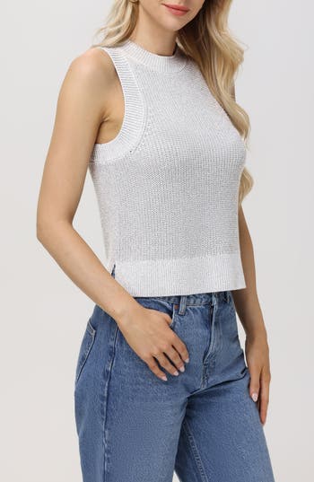 525 Demi Metallic Sleeveless Sweater In Gray