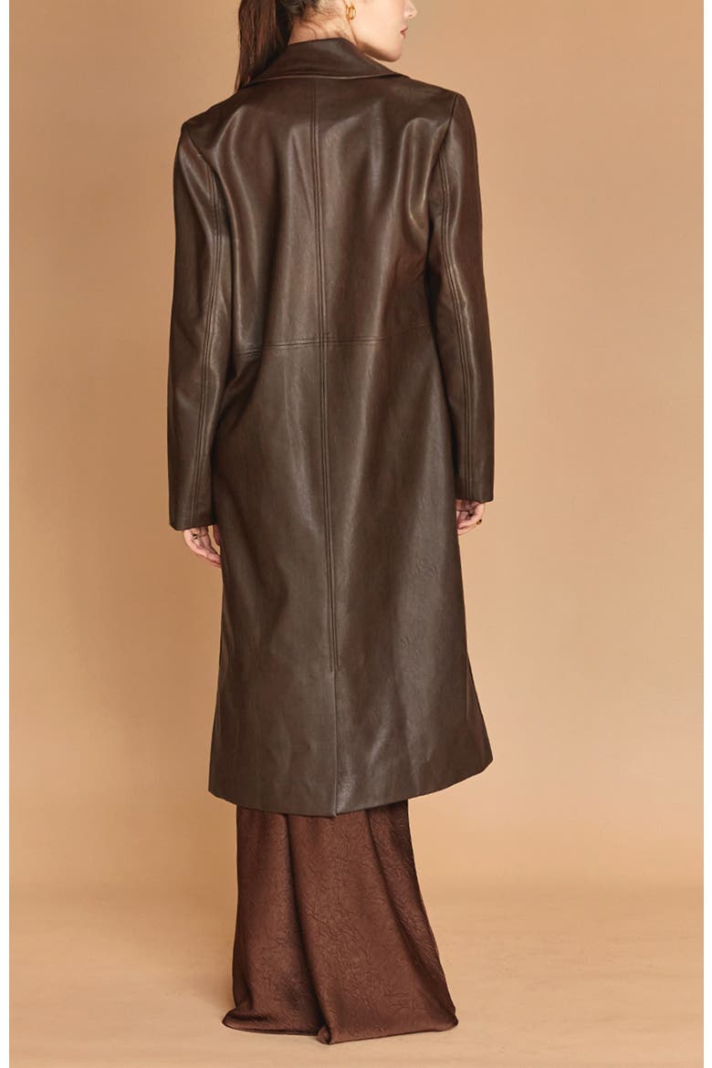 Longline Faux Leather Coat, Alternate, color, Espresso
