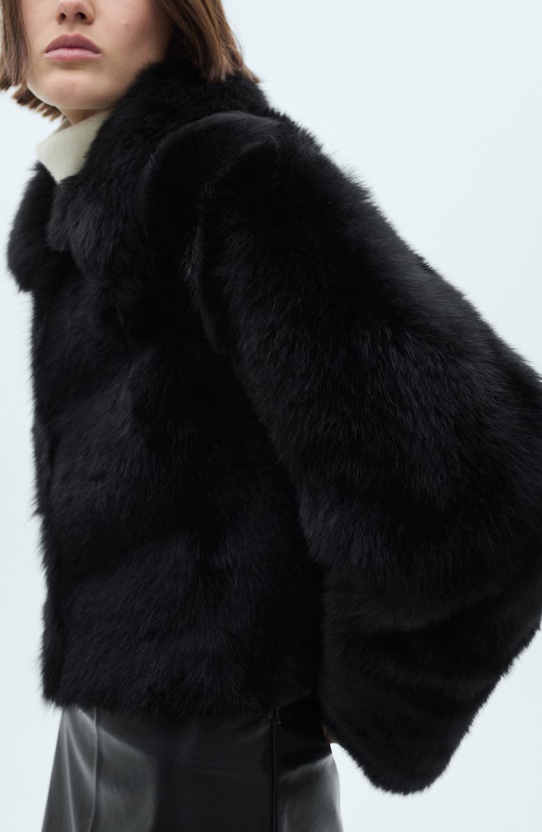 MANGO Reversible Leather & Faux Fur Crop Jacket, Alternate, color, 