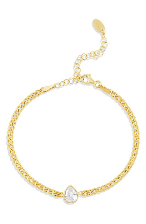 Fancy Shape Cubic Zirconia Curb Chain Bracelet