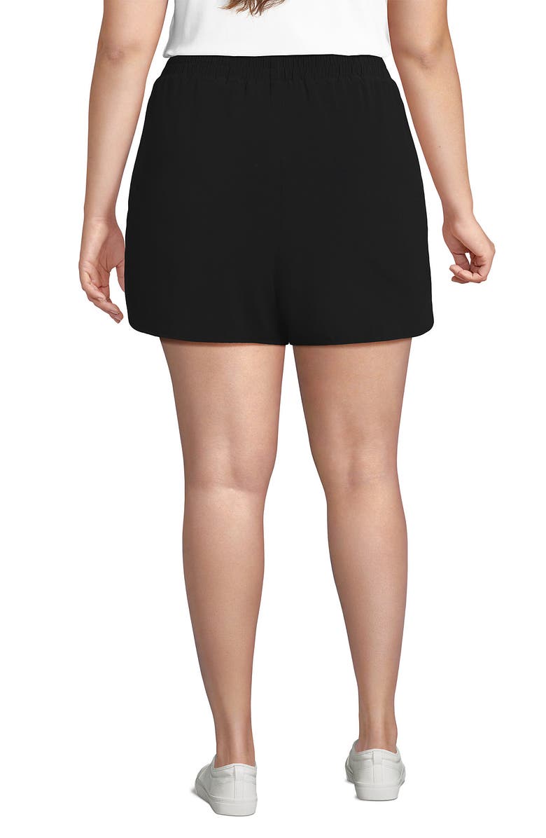 Lands' End Active Woven 4" Shorts with Brief, Alternate, color, Black