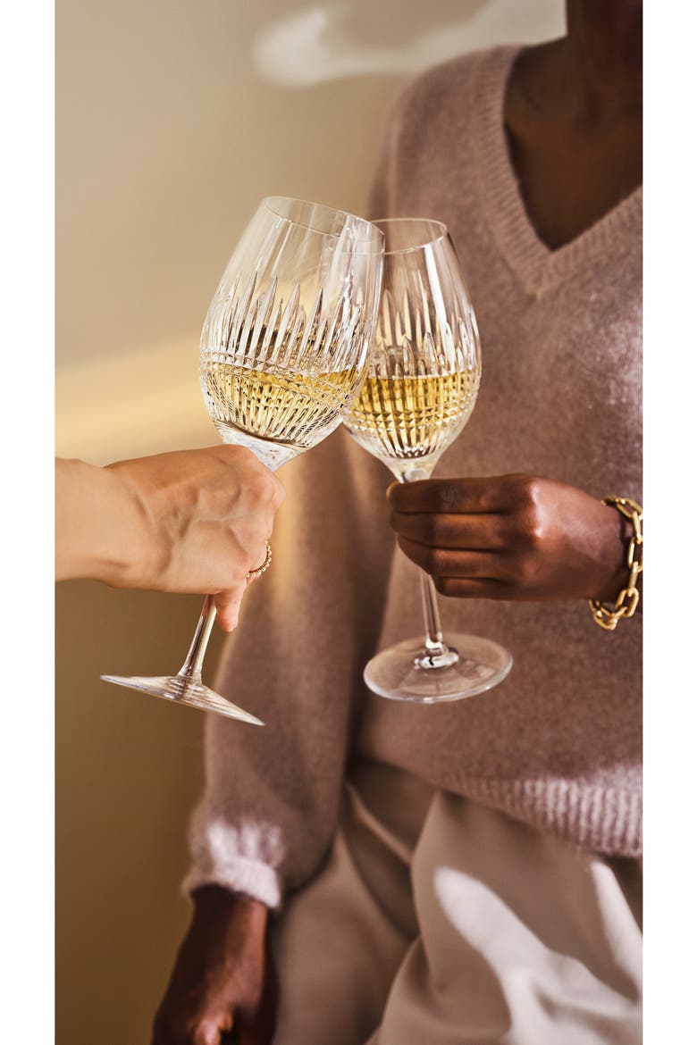 Lismore Diamond Essence Set of 2 Crystal White Wine Glasses, Alternate, color, CLEAR