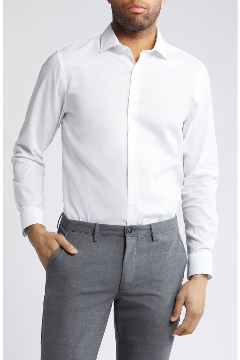 Luxe Slim Fit Solid Dress Shirt, Main, color, WHITE