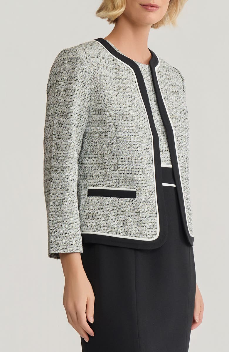 KASPER Contrast Detail Tweed Jacket, Alternate, color, 