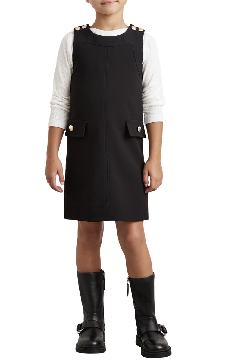 Reiss Kids' Cyrus Pinafore Dress, Alternate, color, Black