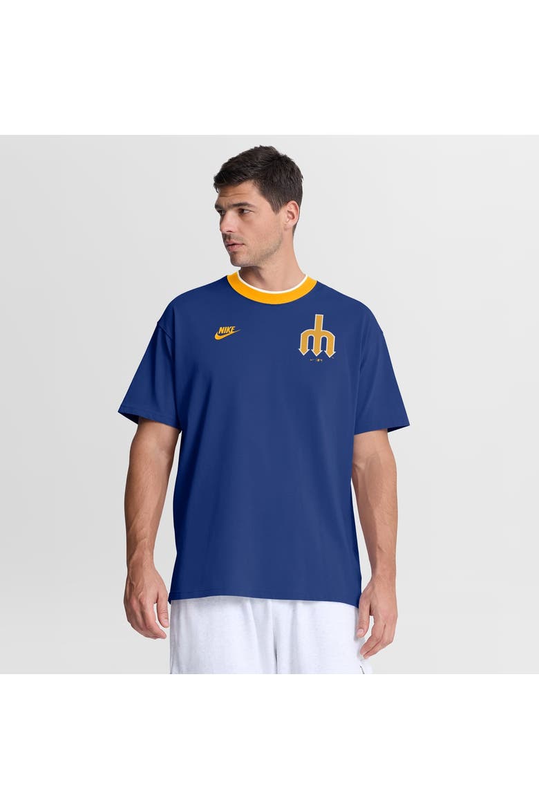 Men's Nike Royal Seattle Mariners Cooperstown Collection Ringer T-Shirt, Main, color, Royal