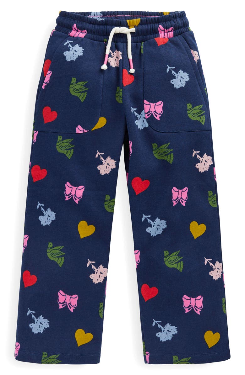 Mini Boden Kids' Print Cotton Sweatpants, Main, color, College Navy Festive Fun