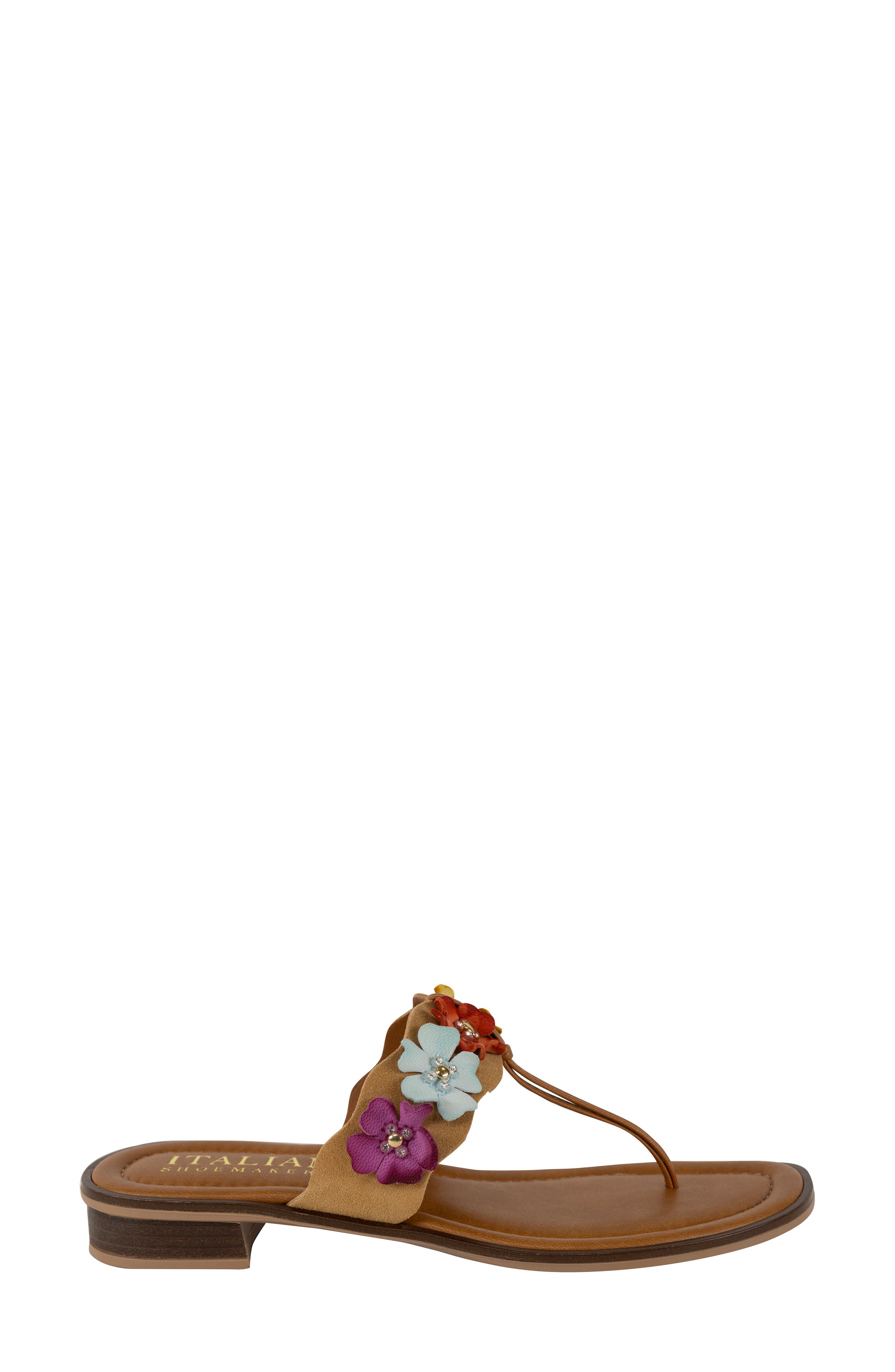 ITALIAN SHOEMAKERS Adara Floral Flip Flop, Alternate, color, Bright Brown Multi