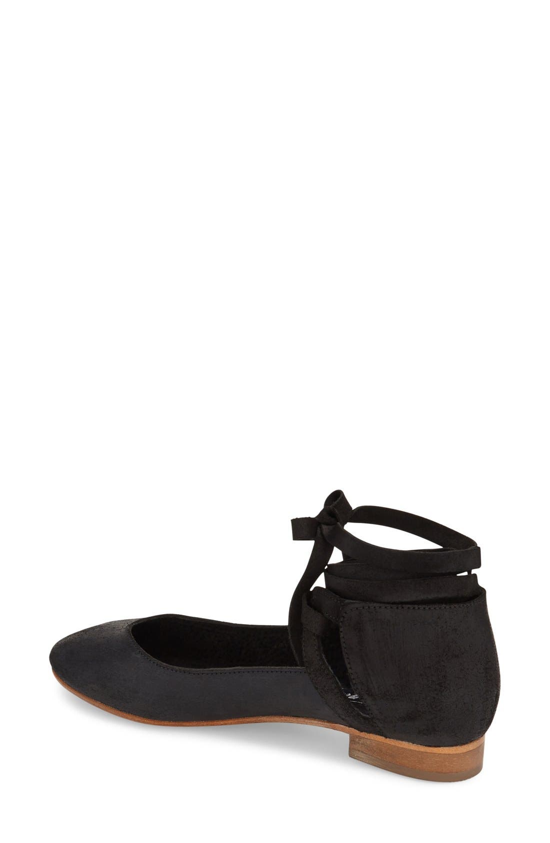 'Atlas' Ankle Strap Ballet Flat, Alternate, color, BLACK LEATHER