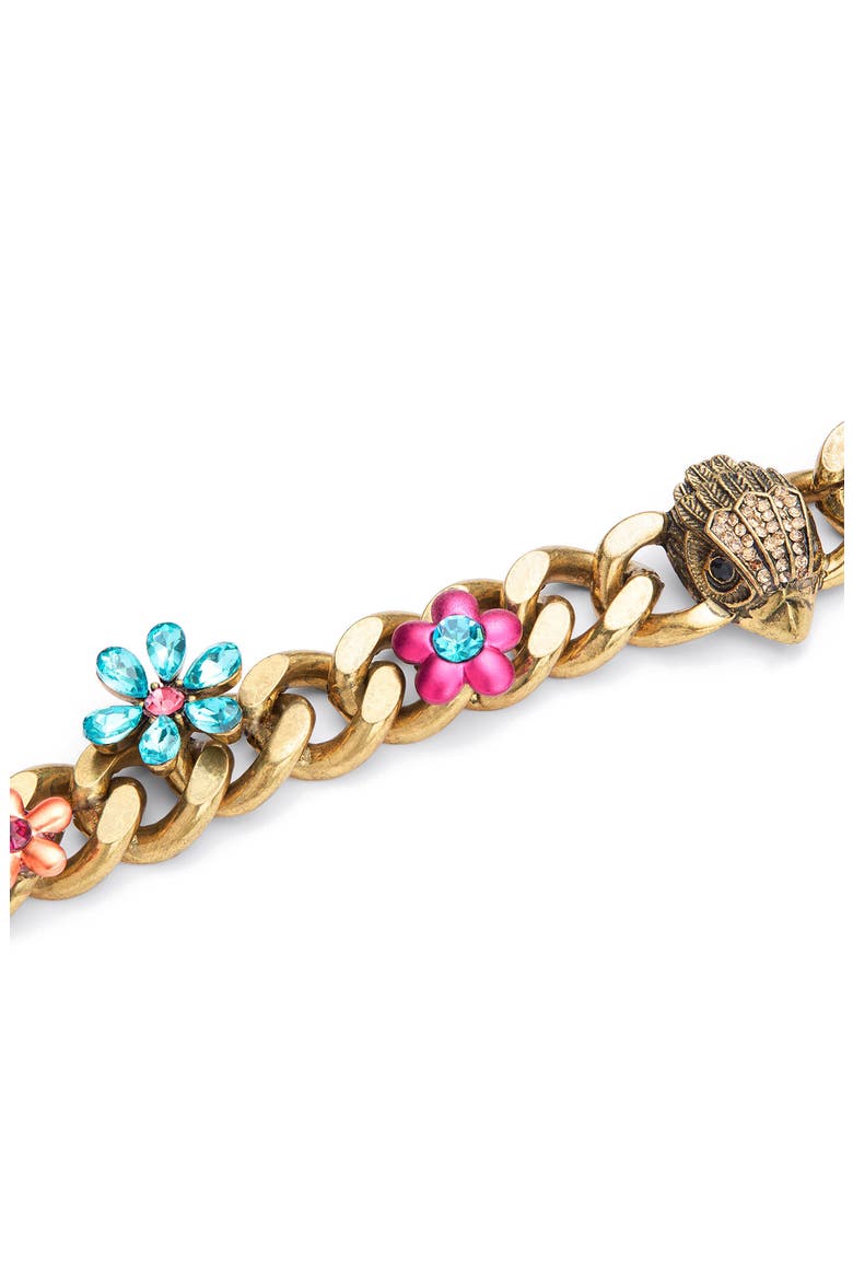 Eagle's Head Floral Curb Chain Collar Necklace, Alternate, color, GOLD