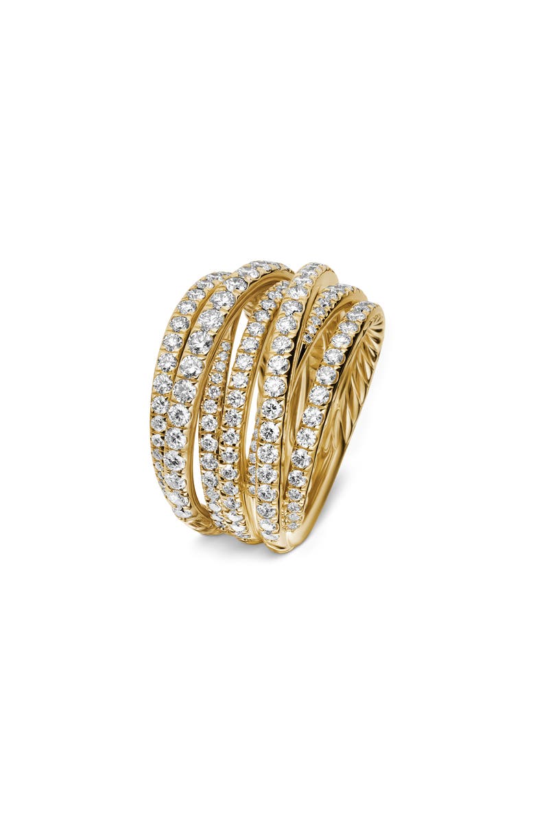 David Yurman Pavé Crossover Ring in 18K Yellow Gold with Diamonds, Alternate, color, 18K Yellow Gold