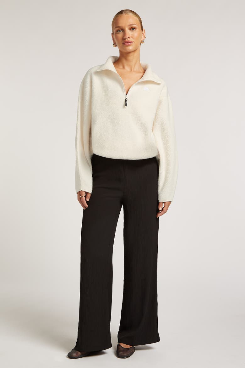 Alix Half-Zip Relaxed Cropped Fleece, Alternate, color, Cream