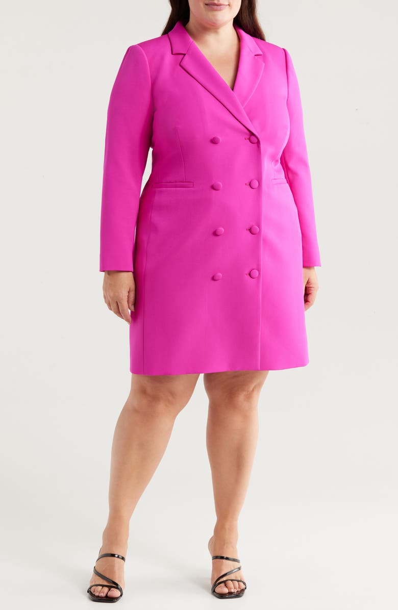 Tahari ASL Milano Long Sleeve Coat Dress, Main, color, Shocking Pink