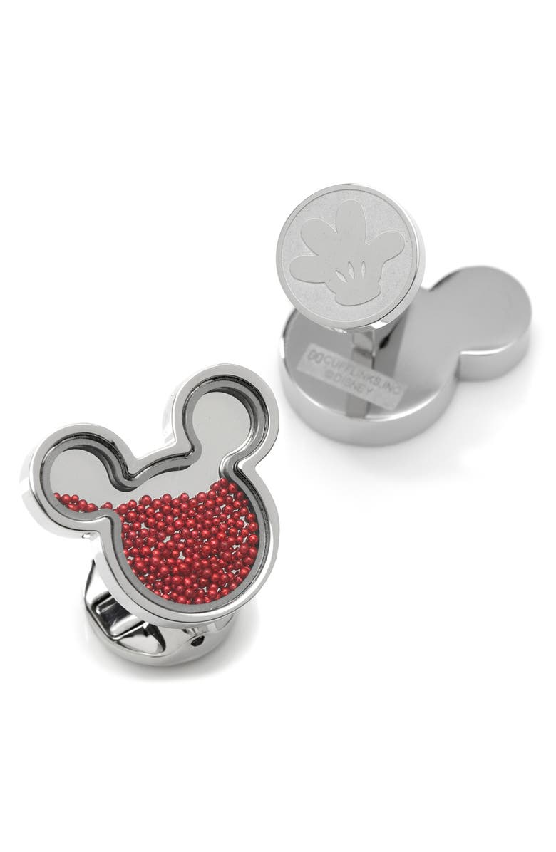 Cufflinks, Inc. x Disney Mickey Silhouette Floating Beads Cuff Links, Main, color, Silver