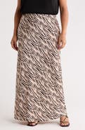 Renee C Zebra Print Satin Maxi Skirt