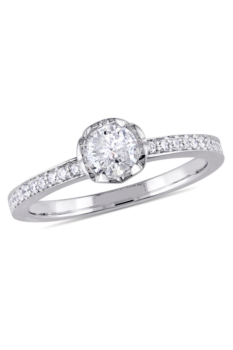 5/8 CTW Diamond Floral Halo Engagement Ring 14k, Main, color, 14k White Gold