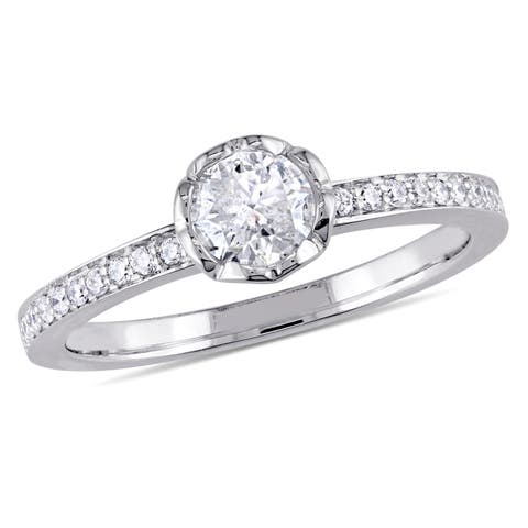 5/8 CTW Diamond Floral Halo Engagement Ring 14k